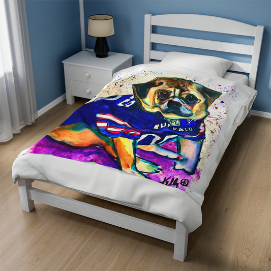 Chubby puppy Buffalo Bills Fan Velveteen Plush Blanket
