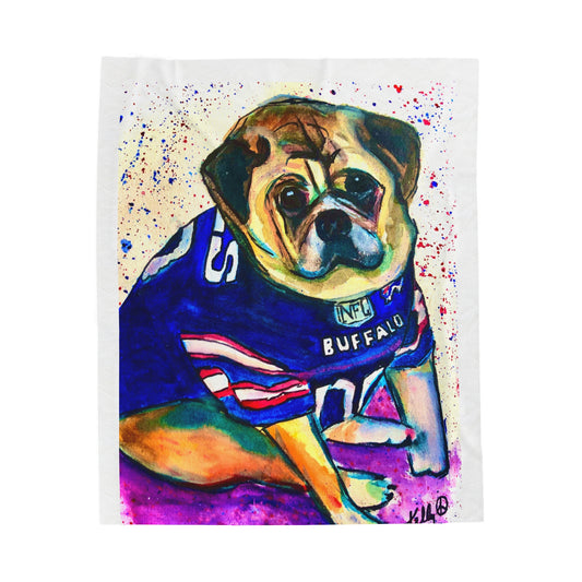 Copy of Chubby puppy Buffalo Bills Fan Velveteen Plush Blanket